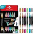 Faber-Castell Shake & Paint Black Edition Pack de 6 Rotuladores Acrilicos Doble Punta - Puntas Redondas de 1mm y 3mm - Tinta Acr