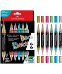 Faber-Castell Shake & Paint Black Edition Pack de 6 Rotuladores Acrilicos Doble Punta - Puntas Redondas de 1mm y 3mm - Tinta Acr
