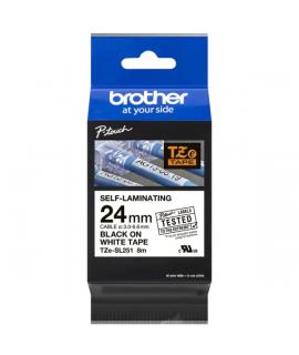 Brother TZeSL251 Cinta Autolaminada Original - Texto Negro sobre Fondo Blanco - Ancho 24mm x 8 metros