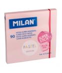 Milan Bloc de 90 Notas Super Adhesivas - Removibles - Mayor Permanencia - 76mm x 76mm - Color Rosa Pastel