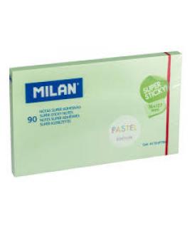 Milan Bloc de 90 Notas Super Adhesivas - Removibles - Mayor Permanencia - 76mm x 127mm - Color Verde Pastel