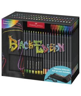 Faber-Castell Black Edition Pack Enrollable de 72 Lapices de Colores - Mina Supersuave - Madera Negra - Ideales para Dibujo sobr