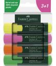 Faber-Castell Textliner 48 Pack de 4 Marcadores Fluorescentes - Punta Biselada - Trazo entre 1.2mm y 5mm - Tinta con Base de Agu