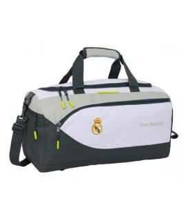 Safta Real Madrid Equipacion 25/26 Bolsa Deporte - Asa de Mano - Bandolera Ajustable y Extraible - 50x25x25cm - Color Blanco/Neg