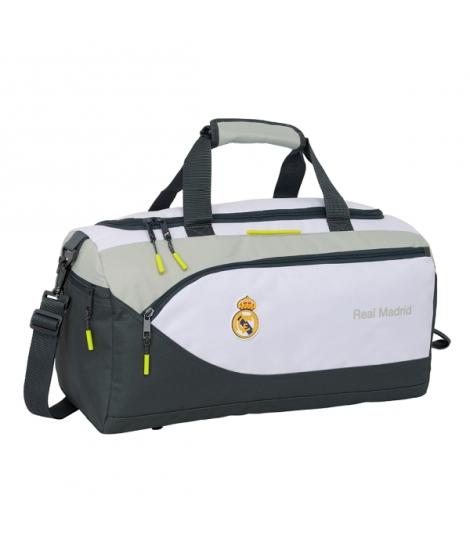 Safta Real Madrid Equipacion 25/26 Bolsa Deporte - Asa de Mano - Bandolera Ajustable y Extraible - 50x25x25cm - Color Blanco/Neg