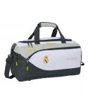 Safta Real Madrid Equipacion 25/26 Bolsa Deporte - Asa de Mano - Bandolera Ajustable y Extraible - 50x25x25cm - Color Blanco/Neg