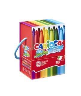 Carioca Jumbo Caja Rigida con 30 Rotuladores - Punta 6mm - Superlavables - Colores Surtidos