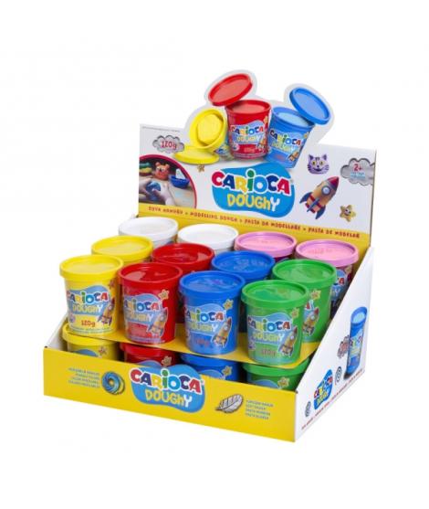 Carioca Doughy Expositor con 26 Botes de Pasta de Modelar 120gr - Blanda y Flexible - Facil de Amasar y Moldear - Ideal para Ini