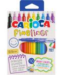 Carioca Fineliner Pack de 10 Rotuladores - Punta Blanca de Acetal 0.5mm - Colores Surtidos