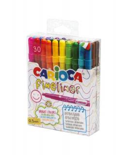 Carioca Fineliner Pack de 30 Rotuladores - Punta Blanca de Acetal 0.5mm - Colores Surtidos
