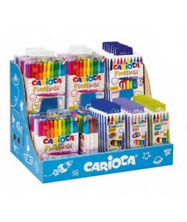 Carioca Fineliner Expositor con 50 Packs Surtidos de Rotuladores Fineliner - Punta Blanca de Acetal 0.5mm - Colores Surtidos