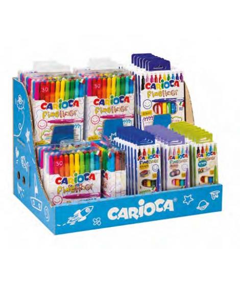 Carioca Fineliner Expositor con 50 Packs Surtidos de Rotuladores Fineliner - Punta Blanca de Acetal 0.5mm - Colores Surtidos