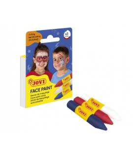 Jovi Face Paint Adventure Pack de 3 Barras de Maquillaje - Para todo Tipo de Pieles - Se Limpia Facilmente - Colores Blanco, Roj