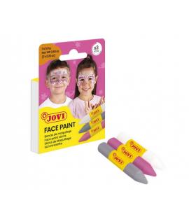 Jovi Face Paint Fantasy Pack de 3 Barras de Maquillaje - Para todo Tipo de Pieles - Se Limpia Facilmente - Colores Blanco, Rosa 