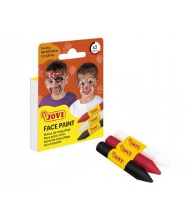 Jovi Face Paint Scary Pack de 3 Barras de Maquillaje - Para todo Tipo de Pieles - Se Limpia Facilmente - Colores Blanco, Rojo y 