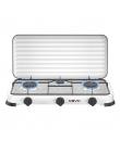 Muvip Vulcano Cocina de Gas con 3 Fuegos - Tapa Protectora - Patas de Goma - Superficie Esmaltada - Quemador Extraible - 57.7x27