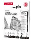 Uni-ball Uni Pin Urban Sketching Pack de 8 Rotuladores Calibrados 0.1, 0.3, 0.5, Brush y CS3 + 1 Portaminas Shalaku S + 4 Tutori