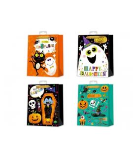 Bismark Bolsa de Papel Halloween con Foil - Asas de Lazo - 4 Diseños Aleatorios