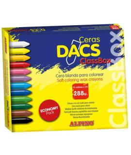 Alpino Dacs Economy Pack de 288 Ceras Blandas de Colores - Textura Cremosa - Mezclables - Pintado Suave y Cubriente - Colores Su