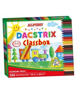 Alpino Dacstrix Economy Pack de 288 Ceras Semiblandas de Colores - Forma Triangular - Mezclables - No Manchan - Colores Surtidos