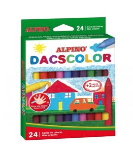 Alpino Dacscolor Pack de 24 Ceras Semiblandas de Colores - Mezclables - No Manchan - Colores Surtidos