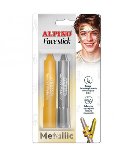 Alpino Fiesta Face Stick Pack con 2 Barritas de Pintura Facial - Sistema Retractil Giratorio - Se Lava con Agua - Testado Dermat