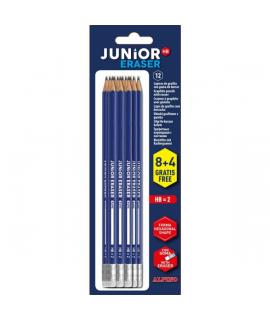 Alpino Junior Blister de 12 Lapices de Grafito HB con Goma - Espacio para el Nombre
