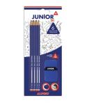 Alpino Junior Tri Blister de 6 Lapices de Grafito HB Triangulares + Sacapunta con Goma de Borrar - Espacio para el Nombre