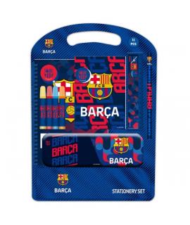 Safta F.C.Barcelona Pack Escolar de 11 Piezas - Plumier Metalico - Presentado en Blister de Carton y PVC Transparente - 27x37.5x