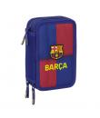 Safta F.C.Barcelona Plumier de 1.3L con 37 Piezas - 3 Compartimentos - Cierre de Cremallera - 12.5x19.5x5.5cm - Color Rojo y Azu