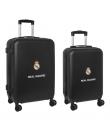 Safta Real Madrid Pack de 2 Maletas Trolley de 20" y 24" Rigidas - Candado - Asa Telescopica de PVC con Goma - 4 Ruedas 360º - 4