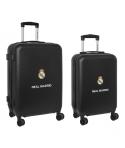 Safta Real Madrid Pack de 2 Maletas Trolley de 20" y 24" Rigidas - Candado - Asa Telescopica de PVC con Goma - 4 Ruedas 360º - 4