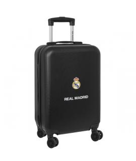 Safta Real Madrid Maleta Trolley de Cabina 20" Rigida - Candado - Asa Telescopica de PVC con Goma - 4 Ruedas 360º - 34.5x55x20cm