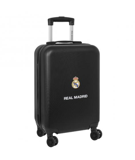 Safta Real Madrid Maleta Trolley de Cabina 20" Rigida - Candado - Asa Telescopica de PVC con Goma - 4 Ruedas 360º - 34.5x55x20cm