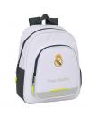 Safta Real Madrid Mochila Infantil de 10L - Adaptable a Carro - 2 Compartimentos - Portabotellas - 28x34x10cm - Color Blanco y N