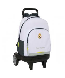 Safta Real Madrid Compact Mochila con Carro Integrado - Portabotellas - Extraible para Limpieza - Ruedas con Goma Antivibracion 