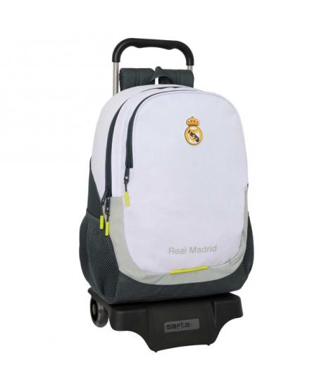 Safta Real Madrid Mochila de 22.5L con Carro 905 Integrado - Portabotellas - Extraible para Limpieza - Carro de PP, Acero y PVC 