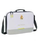 Safta Real Madrid Maletin con Cremallera de 6L - Bandolera Ajustable - Asa de Mano Forrada - Fondo Semirigido Extraible - 38x28x