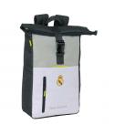 Safta Real Madrid Mochila de 15.3L para Portatil hasta 15.6" - Solapa con Hebilla - Rejilla Antisudor - 28x42x13cm - Color Blanc