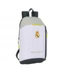 Safta Real Madrid Mochila Mini de 8.5L - Cremallera Vertical - Asas Regulables y Acolchadas - 22x39x10cm - Color Blanco y Negro
