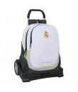 Safta Real Madrid Mochila de 22.5L con Carro Evolution Integrado - Portabotellas - Extraible para Limpieza - Carro de PP, Acero 