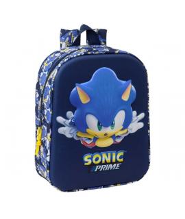 Safta Sonic Mochila Guarderia 3D de 6L - Asa de Mano Superior - Asas Regulables y Acolchadas - Cierre de Cremallera - 22x27x10cm