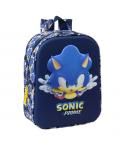 Safta Sonic Mochila Guarderia 3D de 6L - Asa de Mano Superior - Asas Regulables y Acolchadas - Cierre de Cremallera - 22x27x10cm