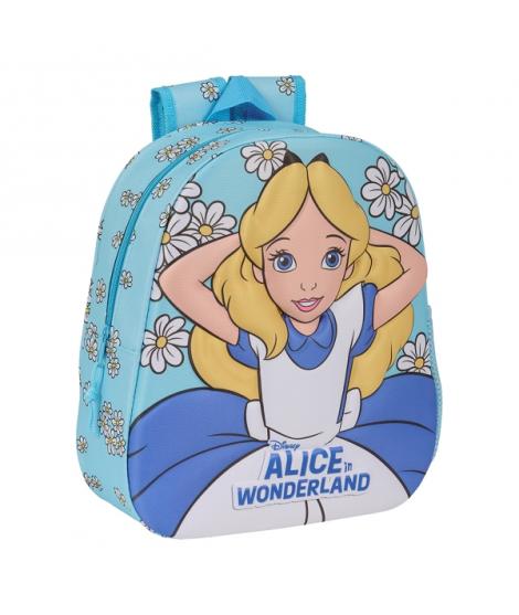 Safta Alicia en el Pais de las Maravillas Mochila 3D de 8.64L - Portabotellas - Tarjeta de Identificacion Personal - Hombreras A