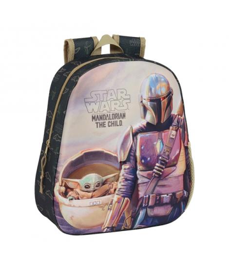 Safta The Mandalorian Mochila 3D de 8.64L - Portabotellas - Tarjeta de Identificacion Personal - Hombreras Acolchadas - 27x33x10