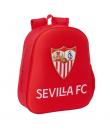 Safta Sevilla Fc Mochila 3D de 8.64L - Portabotellas - Tarjeta de Identificacion Personal - Hombreras Acolchadas - 27x33x10cm - 