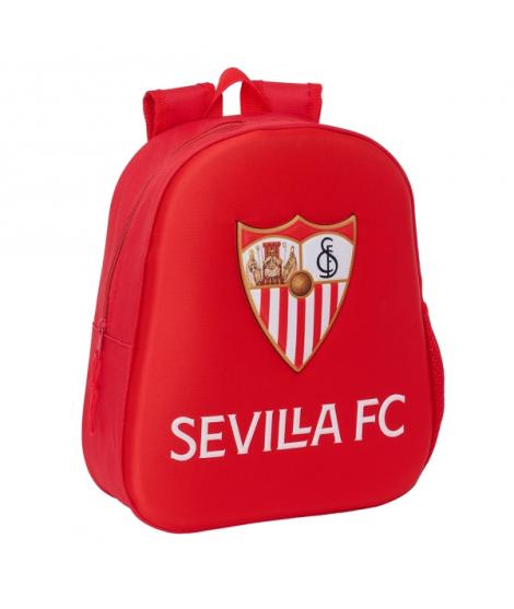 Safta Sevilla Fc Mochila 3D de 8.64L - Portabotellas - Tarjeta de Identificacion Personal - Hombreras Acolchadas - 27x33x10cm - 