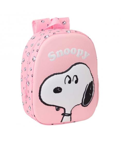 Safta Snoopy Mochila 3D de 8.64L - Portabotellas - Tarjeta de Identificacion Personal - Hombreras Acolchadas - 27x33x10cm - Colo