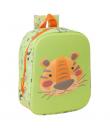 Safta Tiger Mochila Guarderia 3D de 6L - Asa de Mano Superior - Asas Regulables y Acolchadas - Cierre de Cremallera - 22x27x10cm