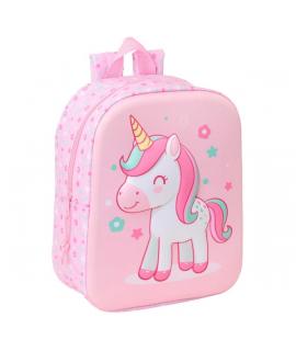Safta Unicorn Mochila Guarderia 3D de 6L - Asa de Mano Superior - Asas Regulables y Acolchadas - Cierre de Cremallera - 22x27x10